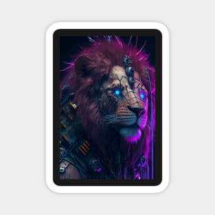 Purple Cyberpunk Lion Magnet