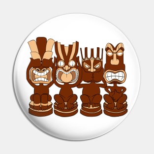 Funny Tiki Totem Haka tribal heads Pin