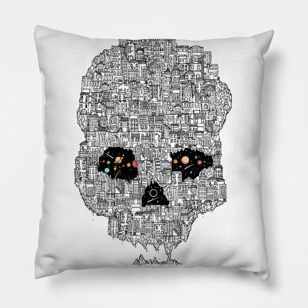 Skull City Universe Pillow by Chewbarber