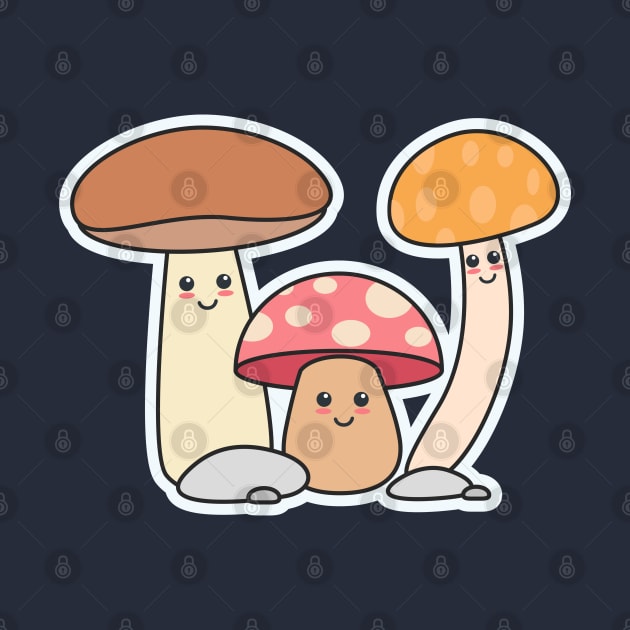 Cute Mushrooms Cartoon Design by BrightLightArts