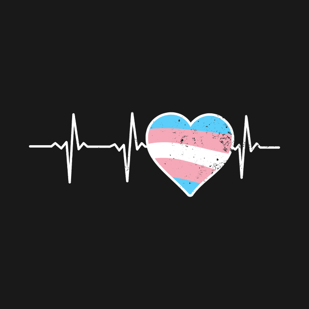 Transgender Heart Shirt | Heartbeat ECG Gift by Gawkclothing