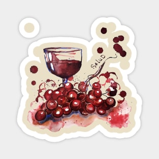 Wine and grape - salud Magnet