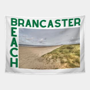 Brancaster Beach Norfolk Green Lettering Tapestry