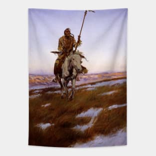 “A Cree Indian” Western Art by Charles Russell Tapestry