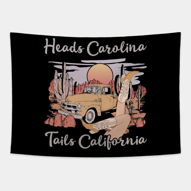 Heads Carolina, Tails California Cowgirl Boot Tapestry by GodeleineBesnard