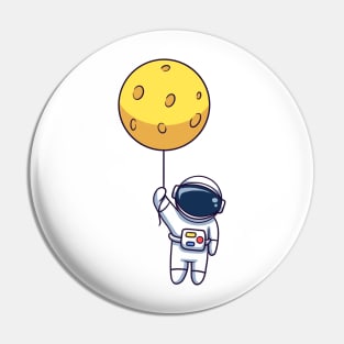 Astronaut Floating With Moon Balloon Pin