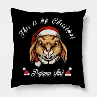 This Is My Christmas Pajama Outfit Xmas Lights Funny Bunny Pillow