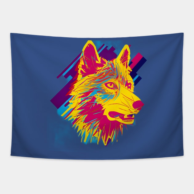 Pop Art Wolf Head Tapestry by Chance Two Designs