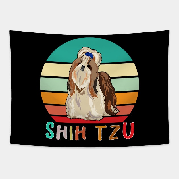 Vintage Retro Shih Tzu Tapestry by adrinalanmaji