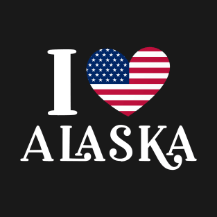 I Love Alaska State United States Heart Flag T-Shirt