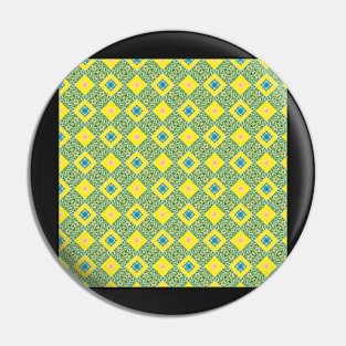 Abstract green waves, rectangles on yellow Pin