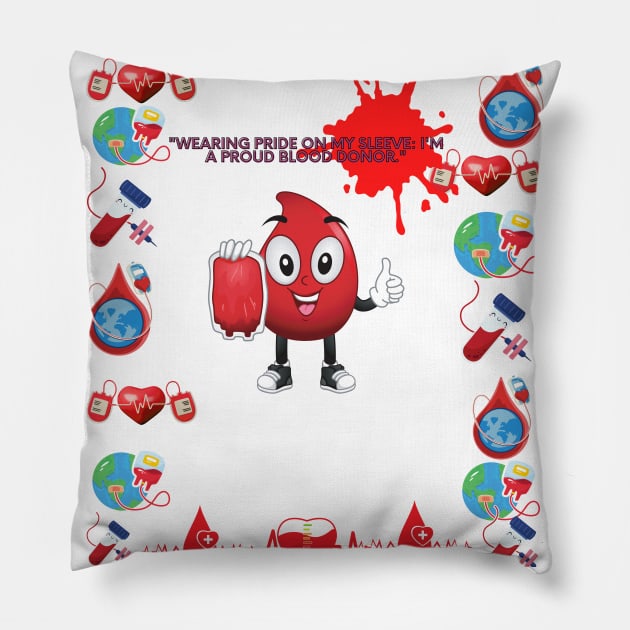 Proud blood Donor tshirt Pillow by vibrant creation