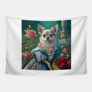 Chihuahua Dog in Blue Dress Tapestry