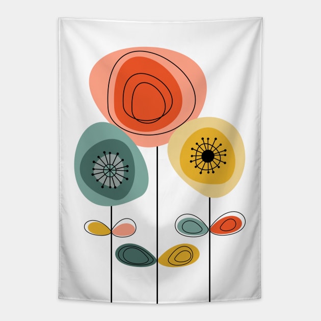 Mid Century Modern Flowers 1 Tapestry by Dream Print Designs