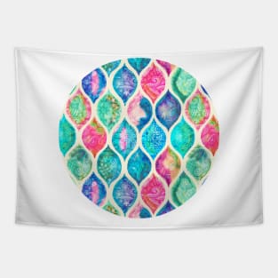 Watercolor Ogee Patchwork Pattern Tapestry