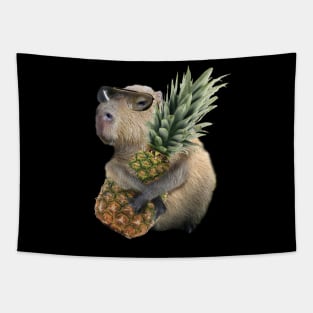 Capybara Eating Pineapple Tapestry