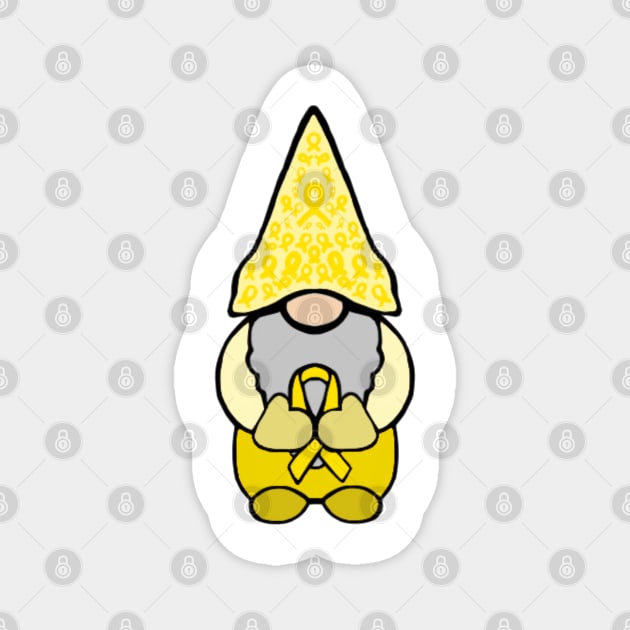 Gnome Holding A Yellow Awareness Ribbon Magnet by CaitlynConnor