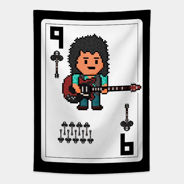 Pixelrockstars Nine of Clubs Playing Card Tapestry by gkillerb