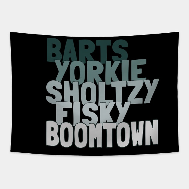 Barts yorkie sholtzy fisky boomtown Tapestry by DisenyosDeMike