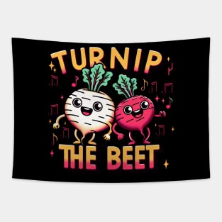 Turnip the Beet Funny Cartoon Vegetable Pun Lover Tapestry