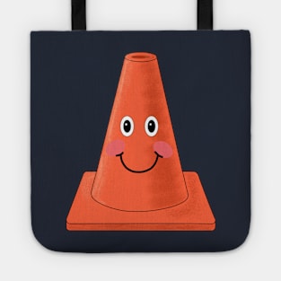 Cute smiling orange traffic cone Tote