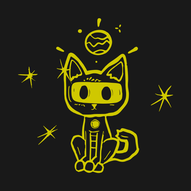 Space Kitty Yellow by Tirsatns Stuff