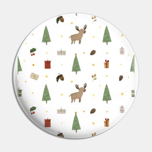 Reindeer, christmas trees and gifts Pin