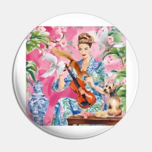 Keeping things in tune, whimsical painting Pin