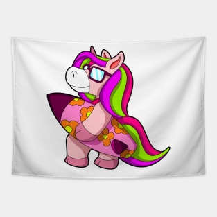 Unicorn as Surfer with Surfboard & Sunglasses Tapestry