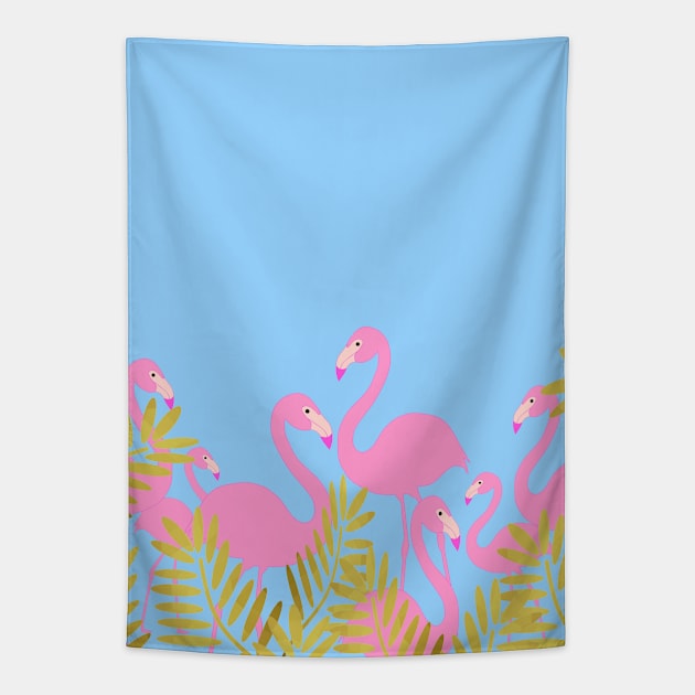 Flamingos In The Tropics Tapestry by SartorisArt1