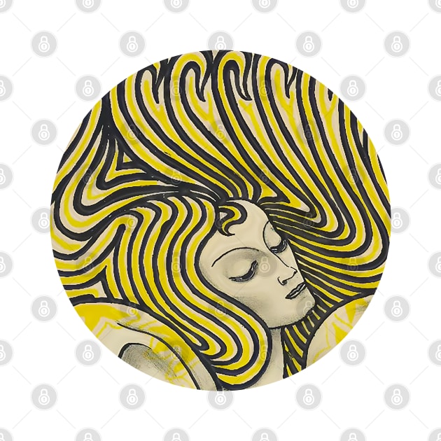 Psychedelic woman in colors vintage line art by Marccelus