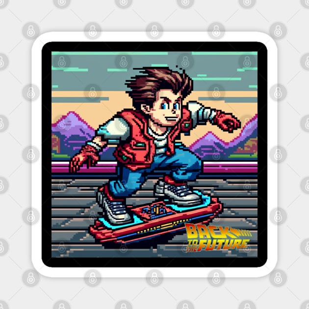 Marty McFly - pixelated Magnet by Buff Geeks Art