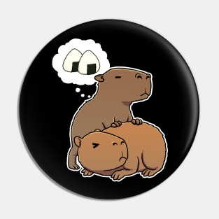 Capybara hungry for Rice Balls Pin