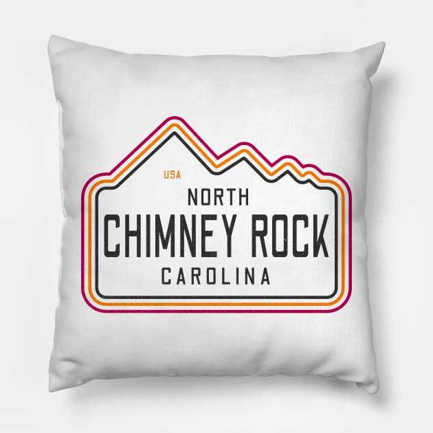 Visiting NC Mountain Cities Chimney Rock, NC Neon Range Pillow by Contentarama