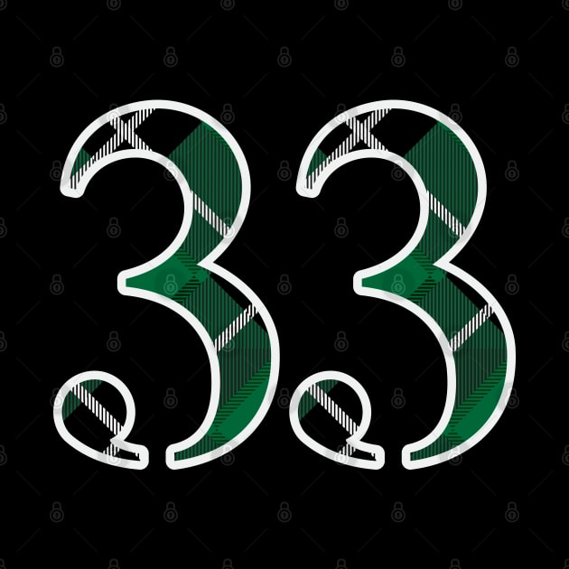 33 Sports Jersey Number Green Black Flannel by Design_Lawrence