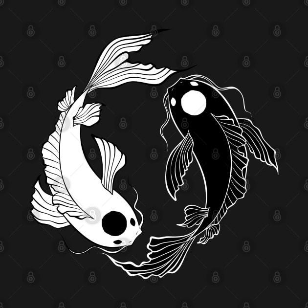 Koi Fish Ying Yang Black and White by themadesigns