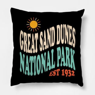 Great Sand Dunes National Park Retro Typography Pillow