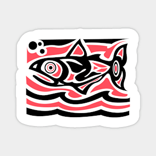 Tribal maori fish vector ink illustration Magnet