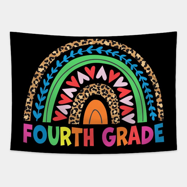 Happy Last Day Of Fourth Grade Rainbow Leopard Teacher Kids Tapestry by Shaniya Abernathy