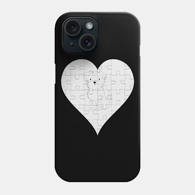 Terrier Heart Jigsaw Pieces Design - Gift for Terrier Cream White Lovers Phone Case by HarrietsDogGifts