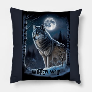 Winter Wolf oil paint Pillow