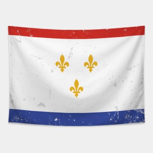 Red White Blue New Orleans Nola Louisiana Flag with Three Gold Fleurs de Lis Tapestry