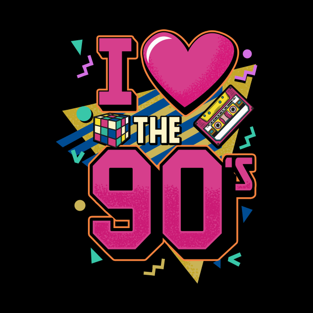 I Love The 90s - Retro Vintage T-Shirt by biNutz