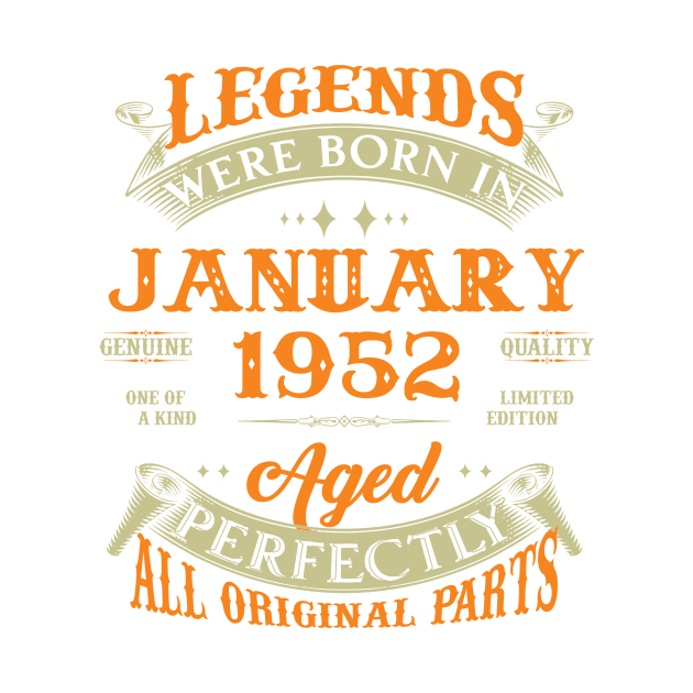 71st Birthday Gift Legends Born In January 1952 71 Years Old by Schoenberger Willard