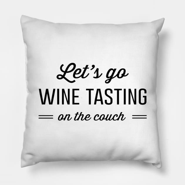 Wine tasting on couch Pillow by Blister