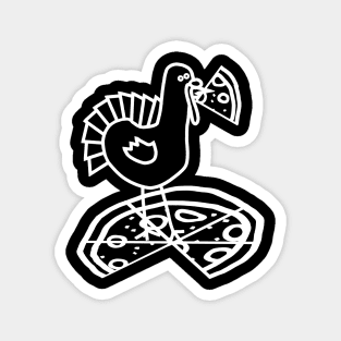 White Line Drawing Thanksgiving Turkey with Pizza Magnet