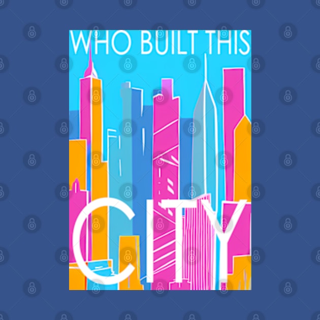 Who built this city! , Skyline in the sea border, pastel color, pink, cyan, chalk art by AISHOPPE