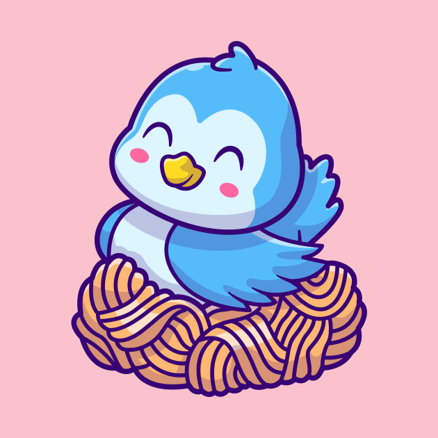 Cute Bird Sitting In Nest Cartoon by Catalyst Labs