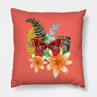 Butterfly with Passionflowers Pillow