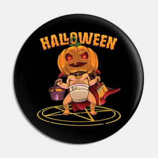 Halloween pumpkin head kid Pin